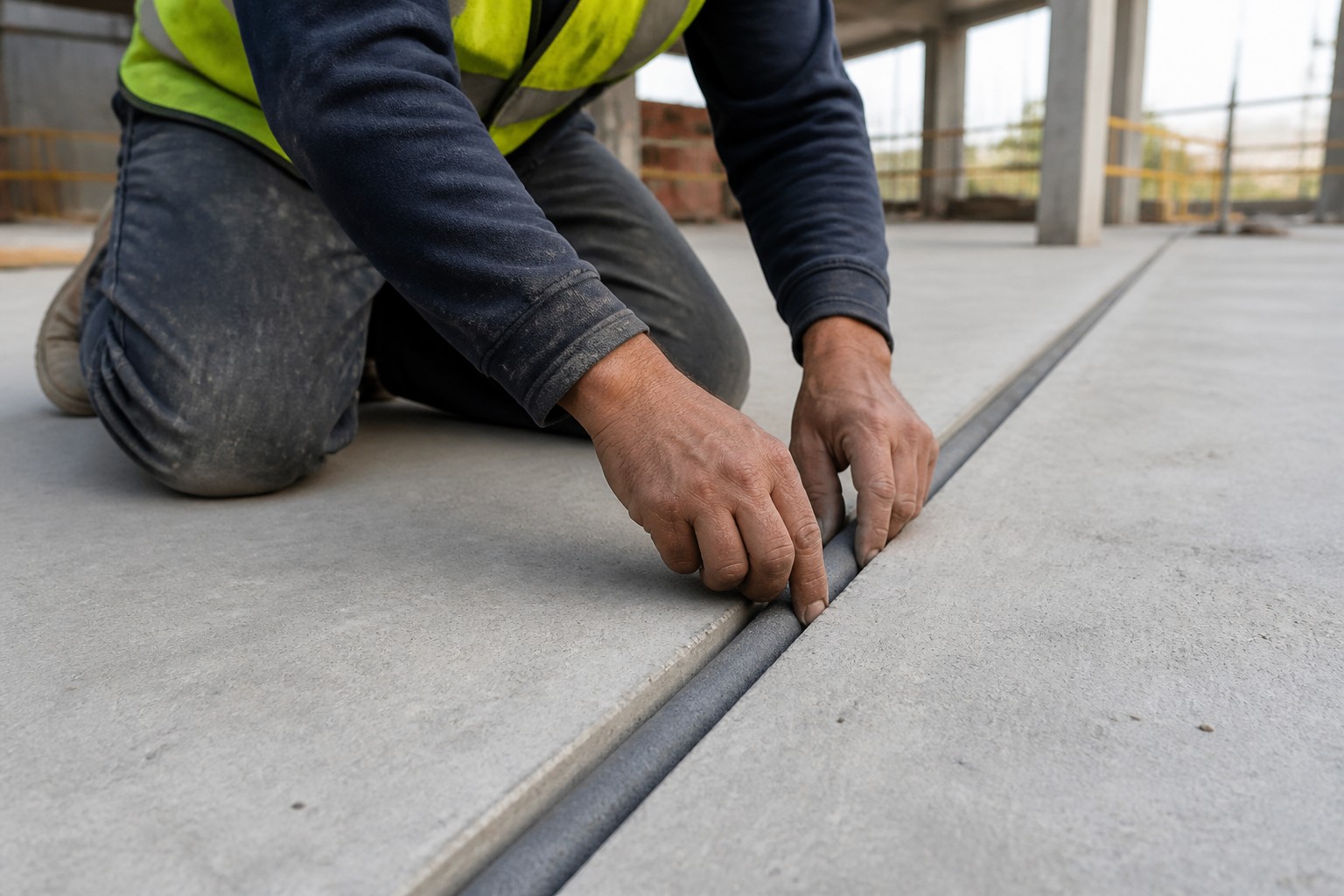 installing foam backer rod into joint