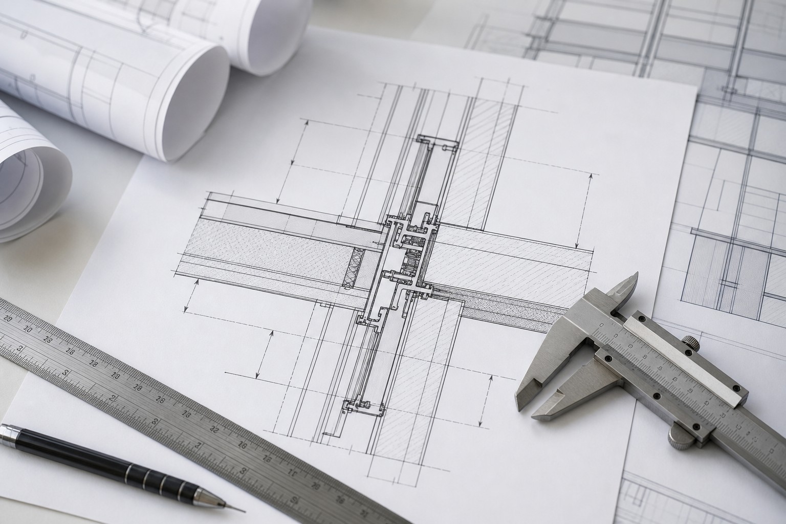facade joint design drawing with dimensions