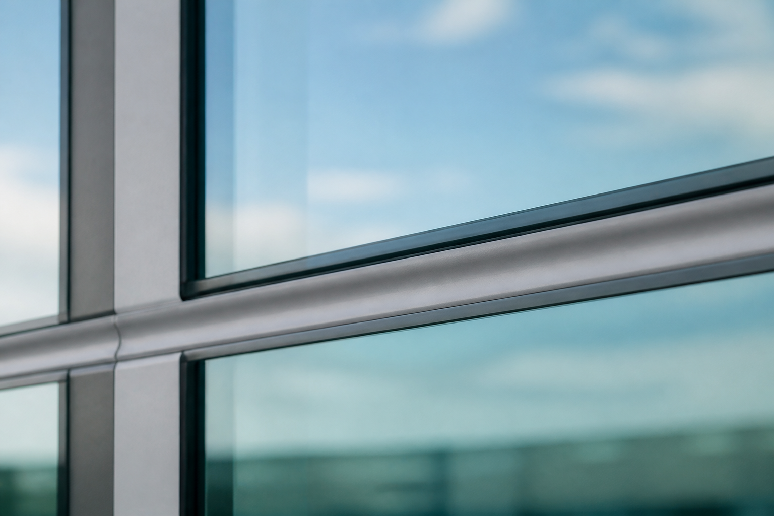 Freshly tooled concave silicone sealant joint on a curtain wall ready for handover